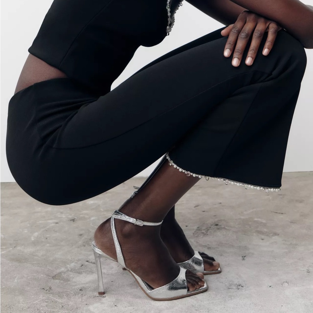 Zara Patent Effect Silver Heels
